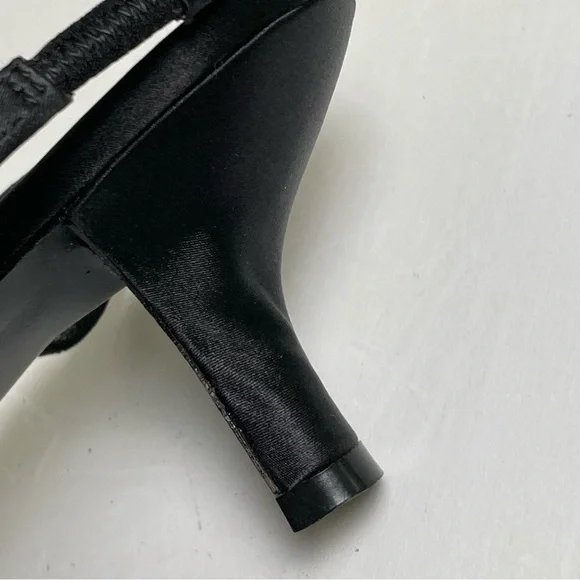 Vintage 90s Y2K strappy rhinestone satin slingback kitten heels 8 - Picture 11 of 11